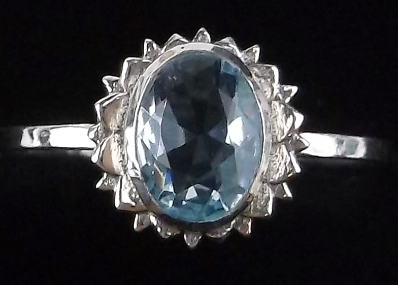 New Sterling Silver Blue Chalcedony Sun Ring 7 (1 of 2)
