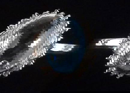 New Sterling Silver Blue Chalcedony Sun Ring 7: Solid Sterling Silver Guaranteed, in Brand New Never Worn Condition.