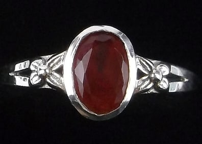 New Sterling Silver Red Chalcedony Ring 6