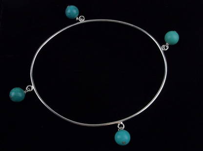 Mint Designer Sterling Silver Turquoise Bracelet 8.5": Guaranteed Solid 925 Sterling Silver, in Excellent Condition
