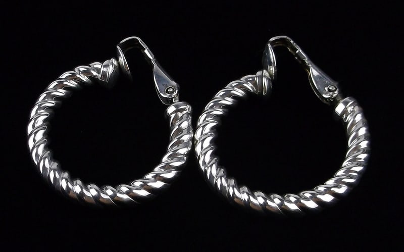 Mint Vintage Thick Sterling Silver Hoop Earrings (1 of 3)
