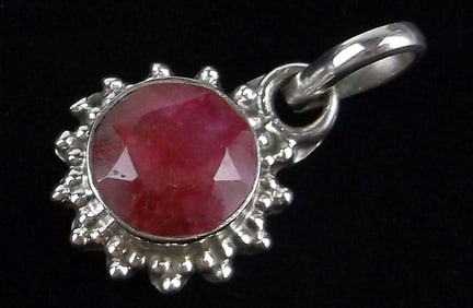 New Bali Sterling Silver 1ct Ruby Sun Pendant
