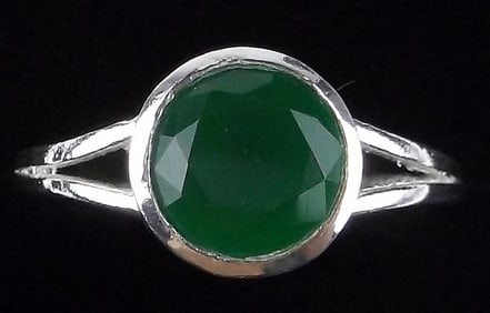 New Sterling Silver Green Chalcedony Ring 6.5