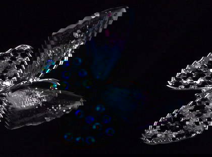 Mint Enameled Rhinestone Butterfly Brooch: Mint Condition, In Like New Condition, Perfect