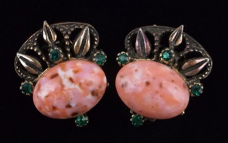 Stunning Vintage 1960s MOD Rhinestone Earrings