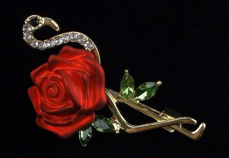 Mint Enameled Rhinestone Rose Flamingo Brooch: Mint Condition, In Like New Condition, Perfect