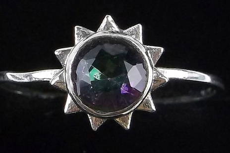 New Sterling Silver Rainbow Topaz Sun Ring 8.5: Solid Sterling Silver Guaranteed, in Brand New Never Worn Condition.