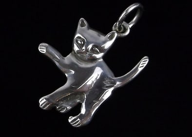 Mint Vintage Sterling Silver Cat Pendant