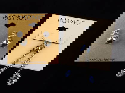 2 New Monet Rhinestone Earrings Sets On Card $36: new condition
