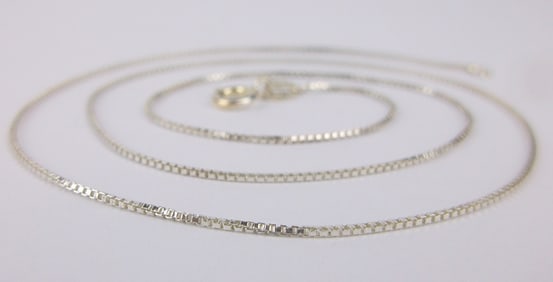 Mint Vintage Italian Sterling Silver Box Chain Necklace 18"