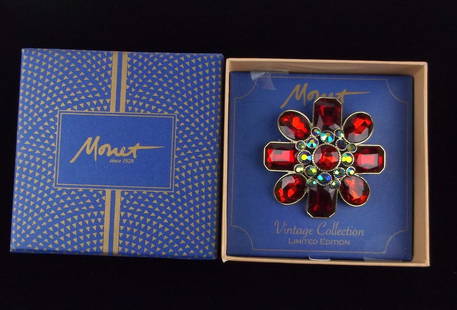 New Boxed Monet Rhinestone Brooch $26: new condition