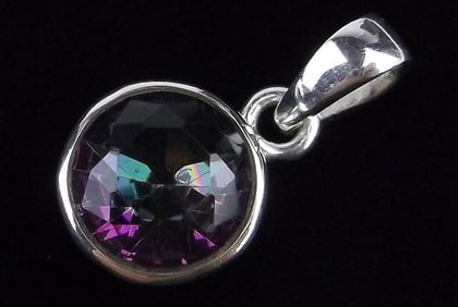 New Sterling Silver Rainbow Topaz Pendant