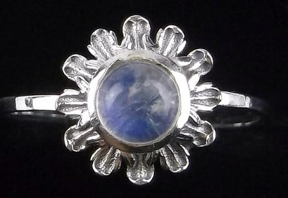 New Sterling Silver Moonstone Sun Ring 7