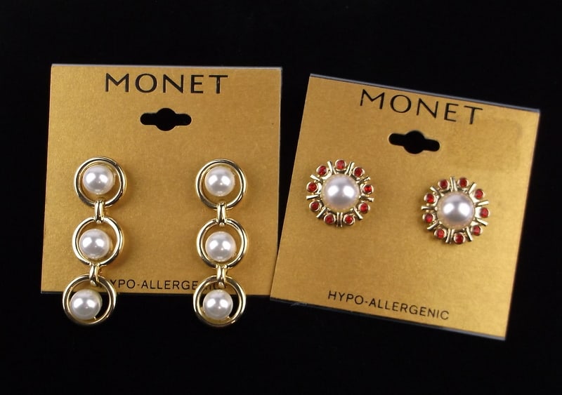 2 New Monet Rhinestone Earrings Sets On Card $40 (1 of 3)