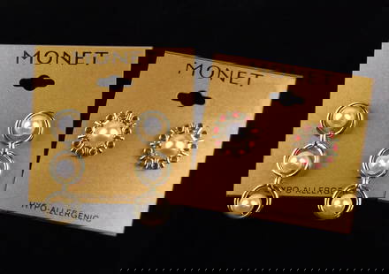 2 New Monet Rhinestone Earrings Sets On Card $40: new condition