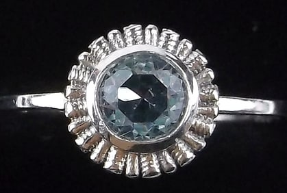 New Sterling Silver Blue Chalcedony Sun Ring 7