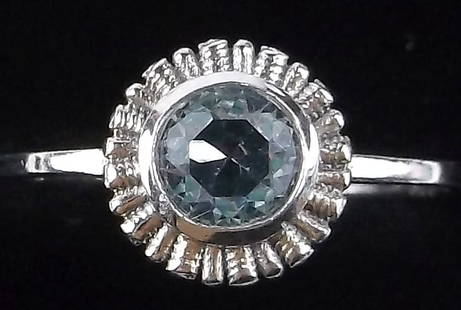 New Sterling Silver Blue Chalcedony Sun Ring 7: Solid Sterling Silver Guaranteed, in Brand New Never Worn Condition.