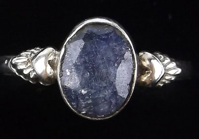 New Sterling Silver 1ct Sapphire Solitaire Ring 7.25