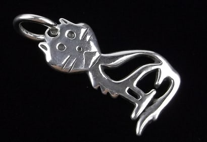 Mint Vintage Sterling Silver Cat Pendant