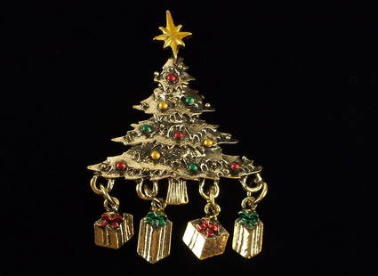 Mint Enameled Christmas Tree Brooch: Mint Condition, In Like New Condition, Perfect