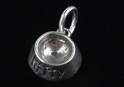 Mint Vintage Sterling Silver Cat Kitty Food Bowl Pendant