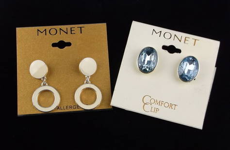2 New Monet Rhinestone Earrings Sets On Card $48: new condition
