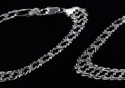 Mint Vintage Italian Sterling Silver Chain Bracelet 7.5": Guaranteed Solid 925 Sterling Silver, in Excellent Condition