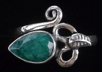 New Sterling Silver 1ct Emerald Ring Adjustable 6-9