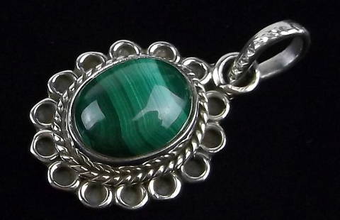 Mint Bali Sterling Silver Malachite Pendant: Solid Sterling Silver Guaranteed, in Brand New Never Worn Condition.
