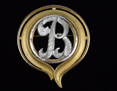 Gorgeous Big Vintage 1960s Initial B Brooch: excellent condition