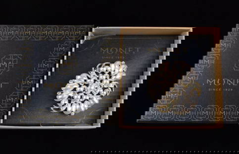 New Boxed Monet Rhinestone Brooch $26: new condition
