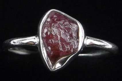 New Thick Sterling Silver Raw Garnet Ring 8