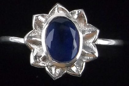 New Sterling Silver Blue Chalcedony Sun Ring 8