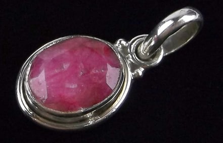 New Sterling Silver 3ct Ruby Pendant