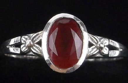 New Sterling Silver Red Chalcedony Ring 7