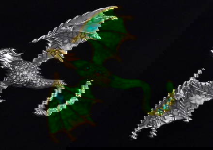 Mint Enameled Rhinestone Dragon Brooch: Mint Condition, In Like New Condition, Perfect