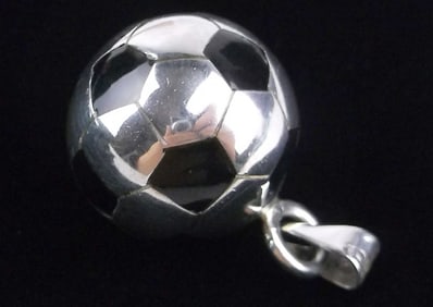 Mint Vint Heavy Taxco Sterling Silver Soccer Futbol Pendant