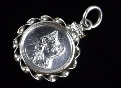 Mint Vintage .999 Fine Silver Sterling Cat Coin Pendant