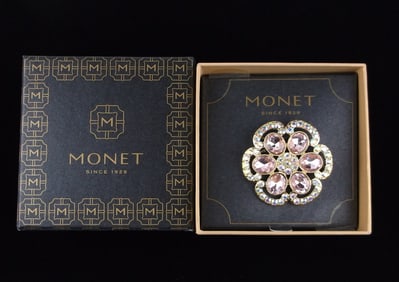 New Boxed Monet Rhinestone Brooch $26