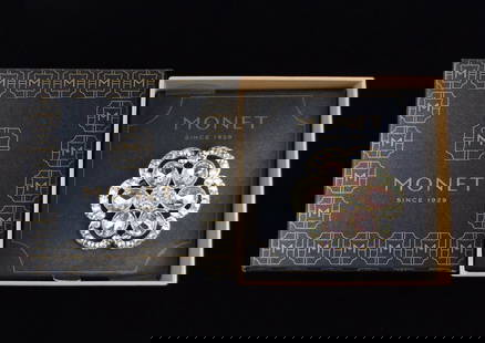 New Boxed Monet Rhinestone Brooch $26: new condition