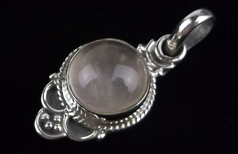 New Bali Sterling Silver Rose Quartz Pendant (1 of 2)