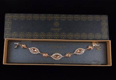 New Boxed Monet Rhinestone Bracelet 9" $26