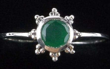 New Sterling Silver Green Chalcedony Sun Ring 8