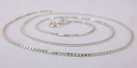 New Vintage Italian Sterling Silver Box Chain Necklace 16"