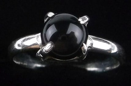 New Sterling Silver 1ct Onyx Ring 7
