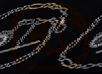 Gorgeous Antique 1910s Compass Pocket Watch Chain 14" 12ktGF: A Signed Antique 1910s Art Nouveau 12kt GF Working Compass Pocket Watch Chain 14 inch in length, beautiful and rare chain