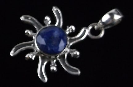 New Sterling Silver 1.25ct Sapphire Sun Pendant
