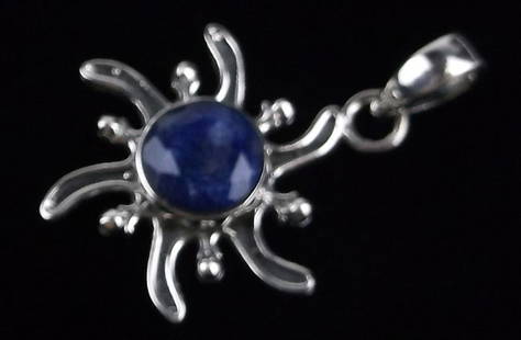 New Sterling Silver 1.25ct Sapphire Sun Pendant: Solid Sterling Silver Guaranteed, in Brand New Never Worn Condition.