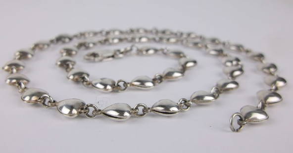 Stunning Vint Heavy Sterling Silver Heart Chain Necklace 18": Guaranteed Solid 925 Sterling Silver, in Excellent Condition
