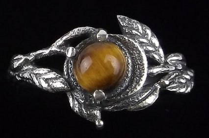 New Thick Sterling Silver Tigers Eye Tree Branch Ring 6